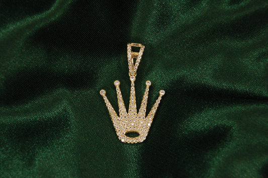 Gold crown with zirconia pendant