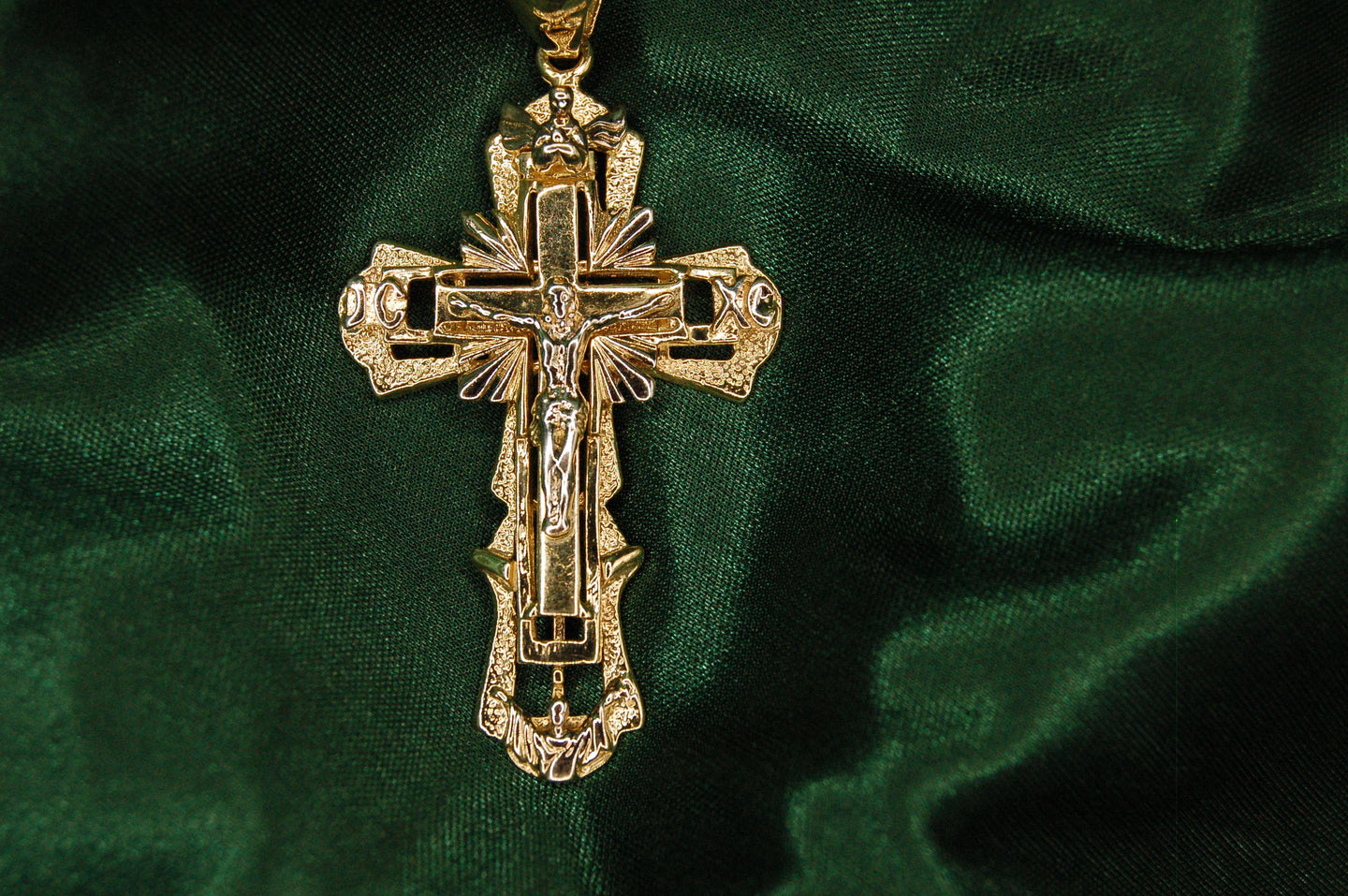 Gold cross large pendant