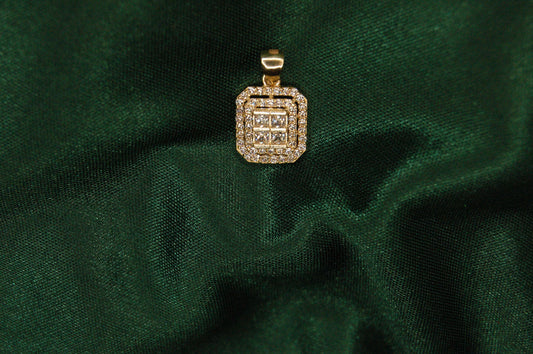 Gold square with zirconia pendant