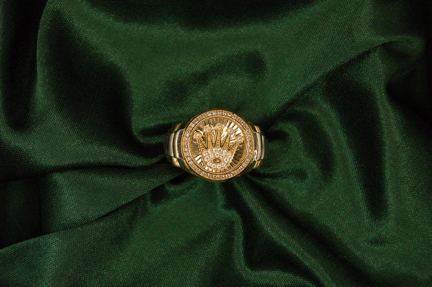 GOUDEN KROON ROND HEREN RING